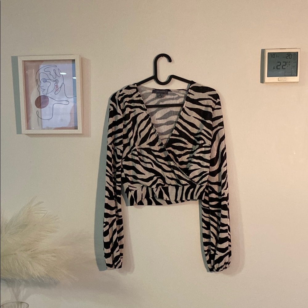 Zebra Print Wrap Top